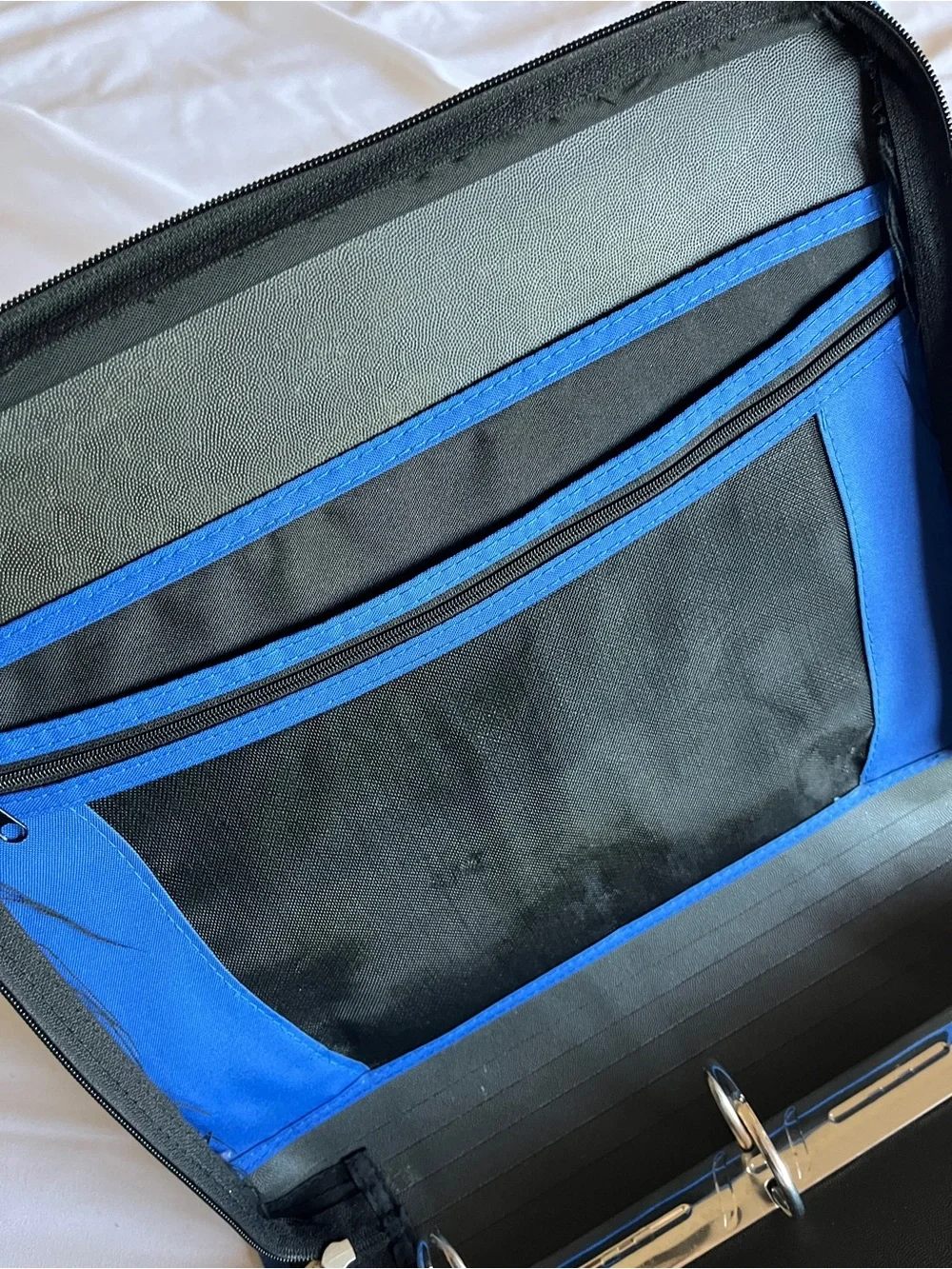 Five Star 2 Inch Zipper Binder Blue Black 3 Ring Zippered Pocket Case Used